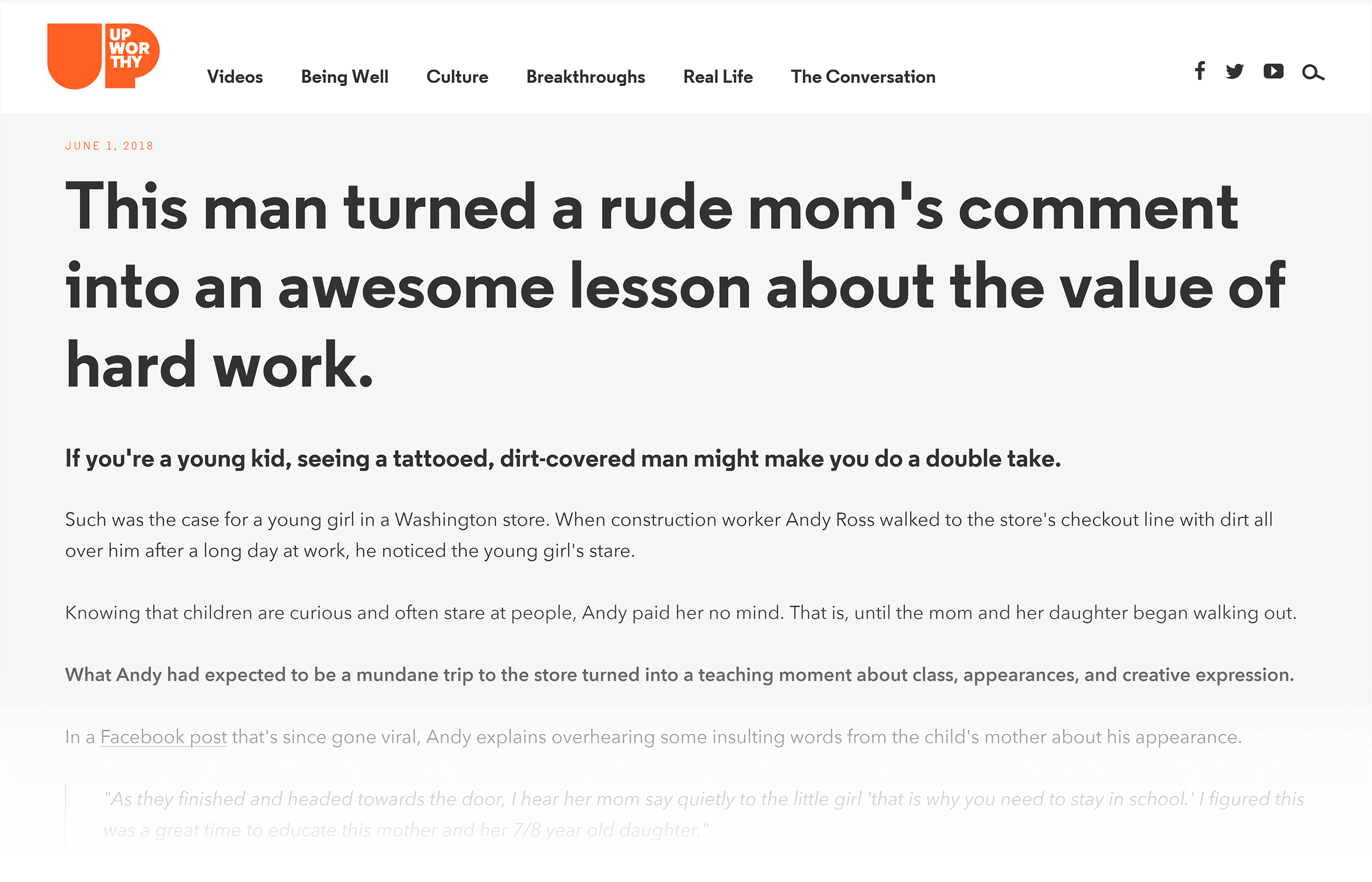 "This man turned a comment into an awesome lesson" post