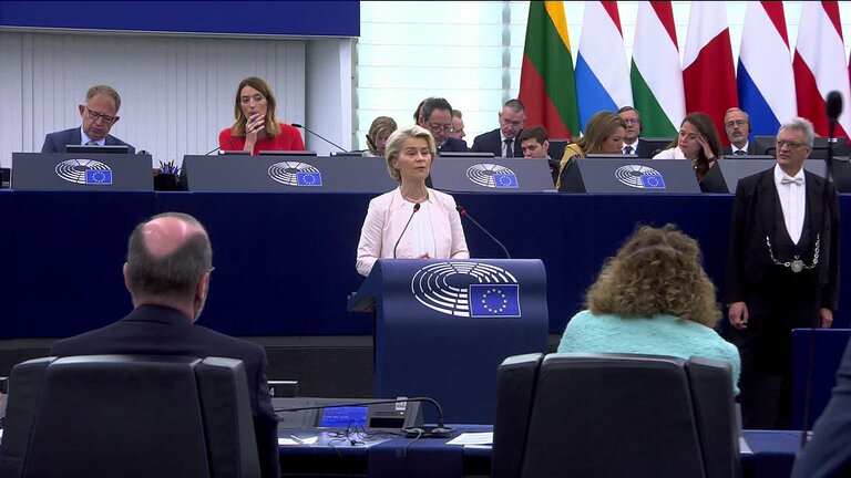 Election of the President of the European Commission: extracts from the arrival and speech by Ursula VON DER LEYEN, candidate President of the European Commission