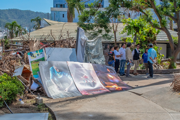 Centro Cultural Acapulco afectado por el Huracán Otis