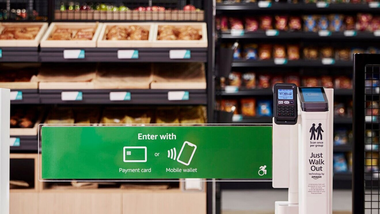 Just Walk Out technology in grocery store with card and mobile payment options