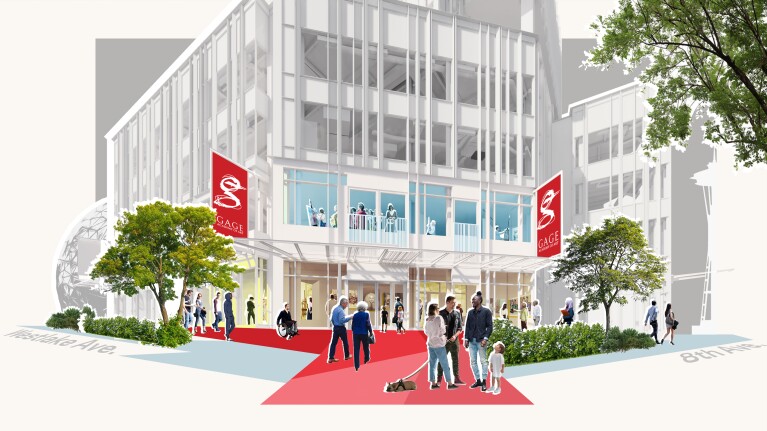 An illustration of the exterior of the new Gage Academy of Art, which will be located in South Lake Union, Seattle, Washington.