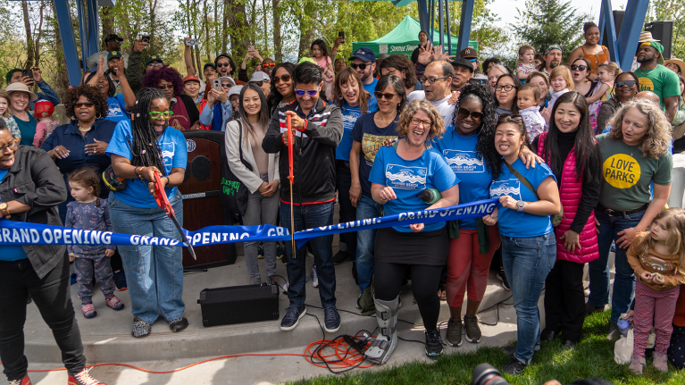 A ribbon cutting ceremony marked the re-opening of Be'er Sheva Park, Seattle.