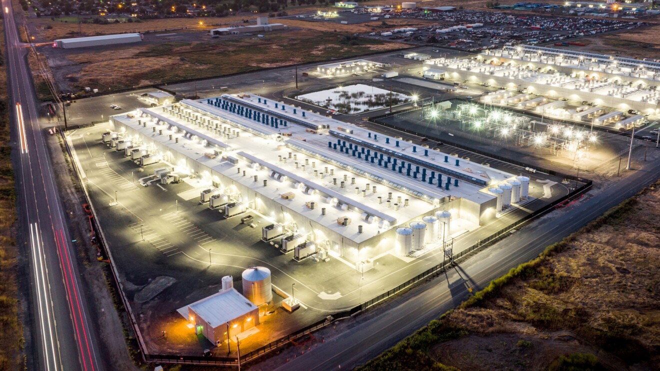 drone shot of a data center