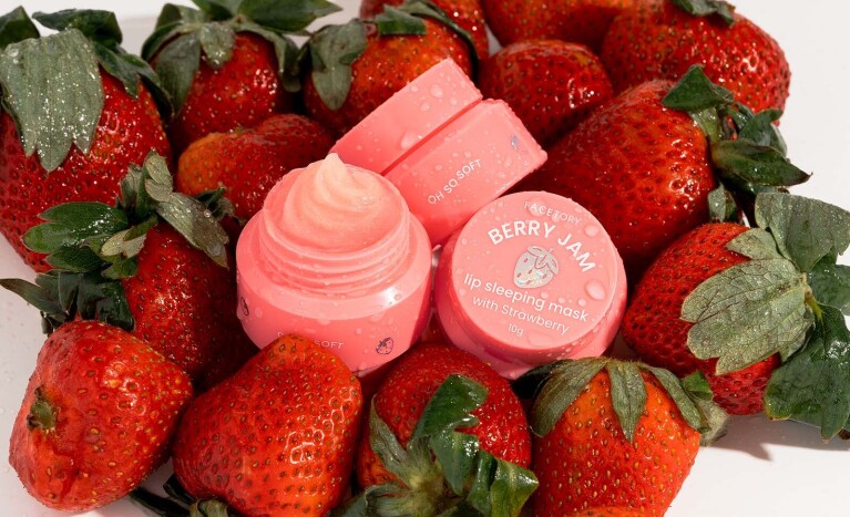 An image of FaceTory Berry Jam Lip Sleeping Mask with Strawberry Fruit Extract.