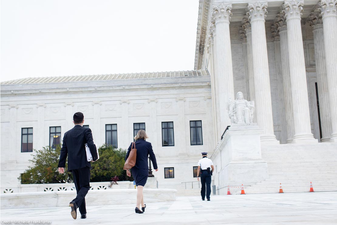 RFP attorneys Alexa Kolbi-Molinas and Andrew Beck heading towards the Supreme Court to argue the case.