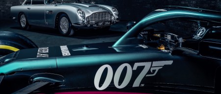 The AMR21 features a 007 livery