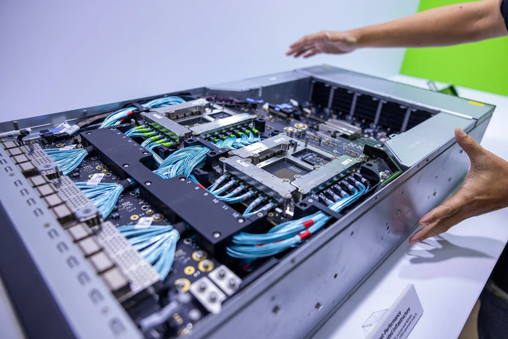 An Nvidia Cop. Quantum-X800 InfiniBand Platform displayed at Computex in Taipei&nbsp;on June 5.