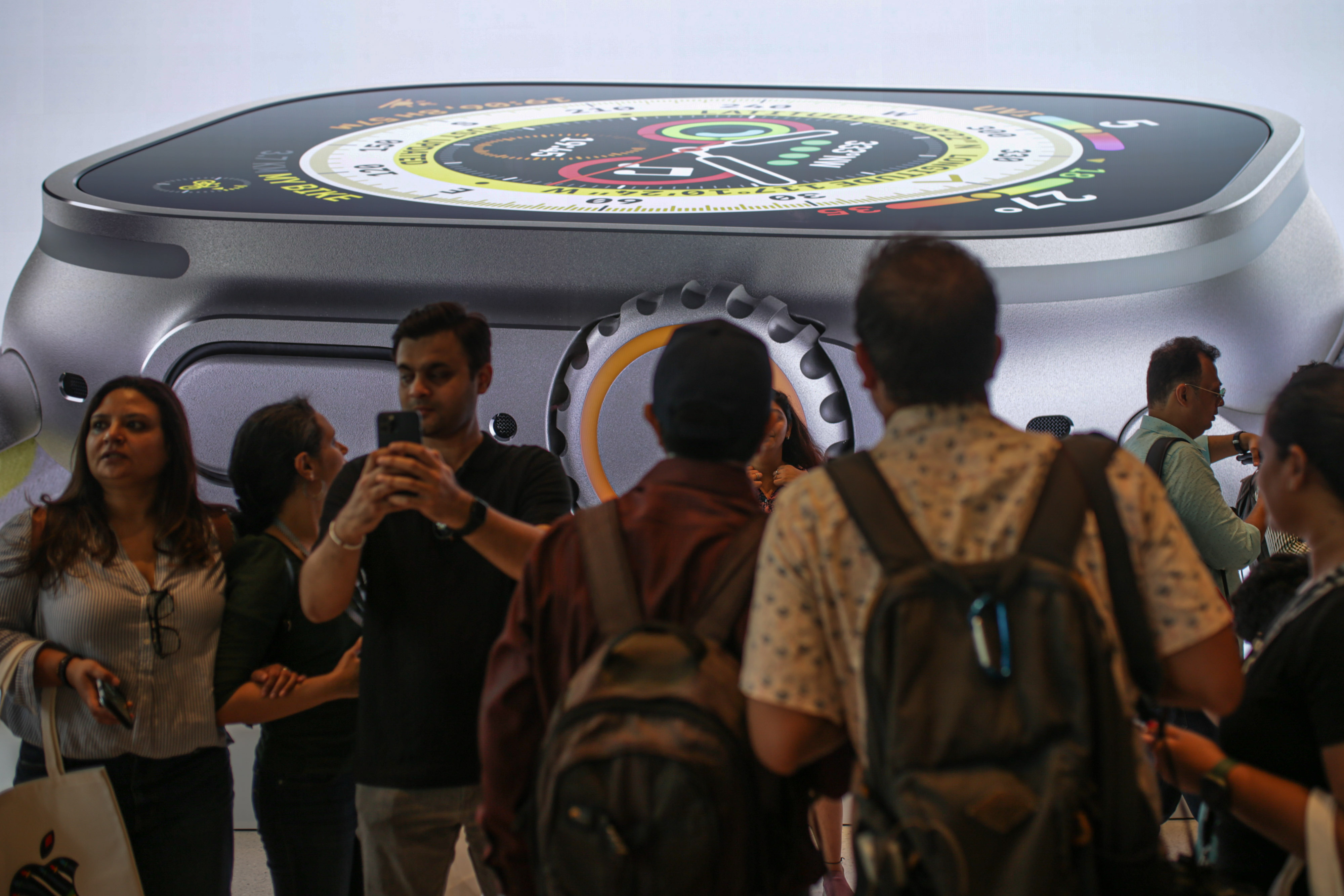 Apple Watch Ultra shown in the company’s new Mumbai retail store.