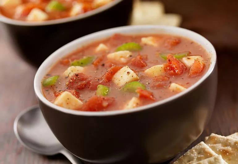 An image of Moroccan soup in a small bowl.