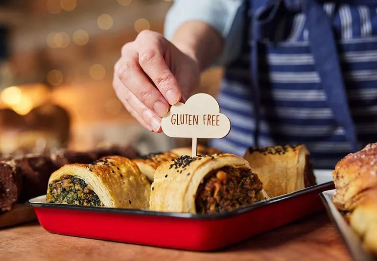 Gluten free meat pies offered at bakery counter.