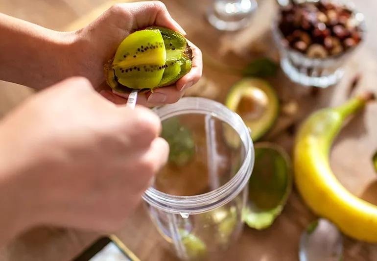 Smoothie with kiwi avocado bananas potassium rich