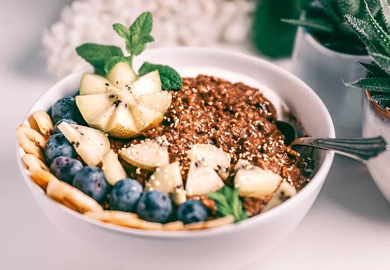 bowl of buckheat porridge and fruit