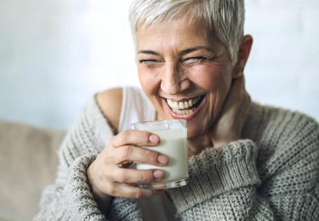 adult drinking milk