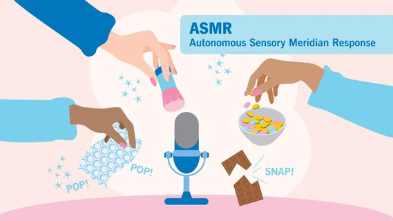 ASMR sensations, with microphone, and popping bubble wrap, snapping chocolate bar, using a soft make-up brush