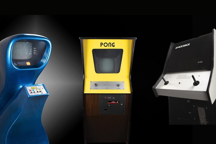 Atari's first three video arcade games tell a fascinating story of rapid evolution. At left is the world's first video arcade game ("Computer Space" - 1971), the game it inspired ("Pong" - 1972) and the sequel to Pong ("Space Race" - 1973) which introduced a computer joystick. All three came from Atari, though it was known as Syzygy at the time it created "Computer Space"
