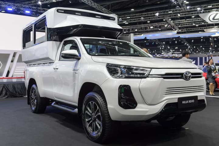 Toyota Motor Thailand shows the new Hilux Revo BEV prototype share taxi at the 2024 Bangkok International Motor Show