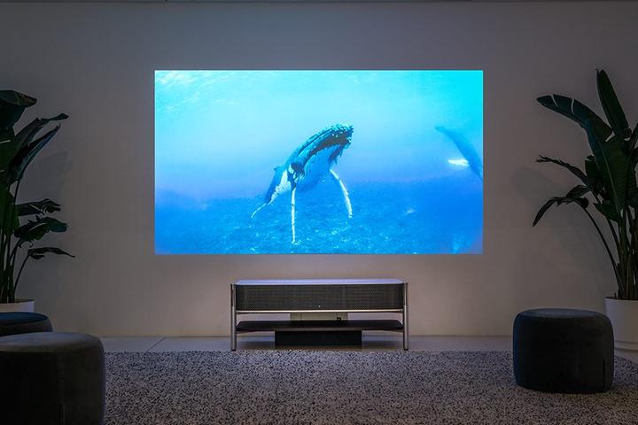 The 4K-capable LSPX-A1 ultra-short-throw projector from Sony can produce up to 120 diagonal inch images from just 9.6 inches away from the wall