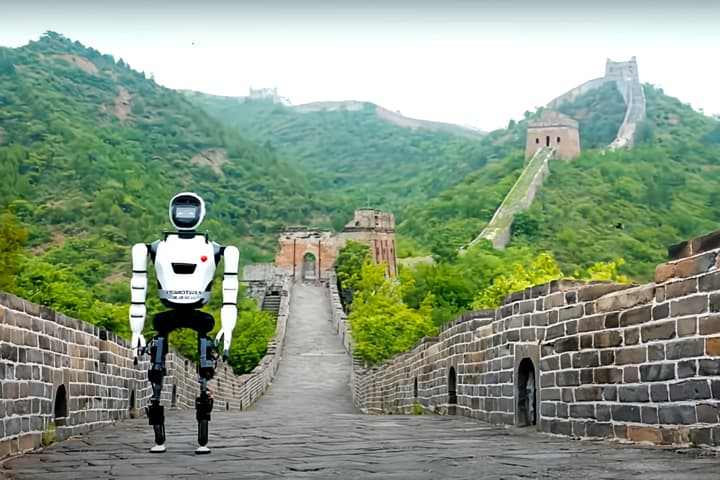 The Robot Era team must have gotten up pretty early to catch the Great Wall without hordes of tourists on it