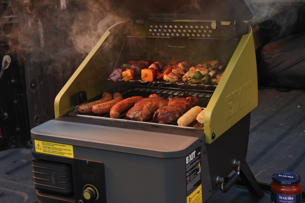 Exit repositions the pellet hopper to the outside of the grill area, offering wall-to-wall grilling space