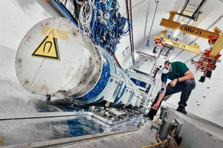 The FASER experiment is installed at the Large Hadron Collider to detect neutrinos produced in particle collisions