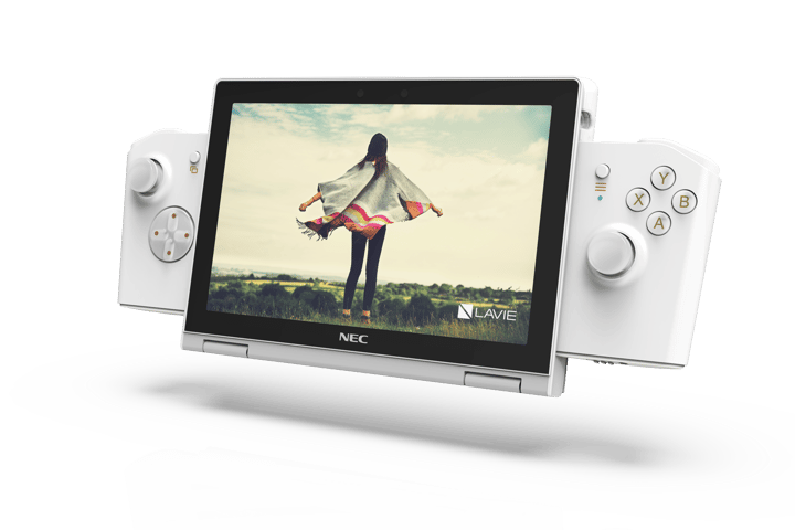 The optional game controllers transform the Lavie Mini into a portable gaming console