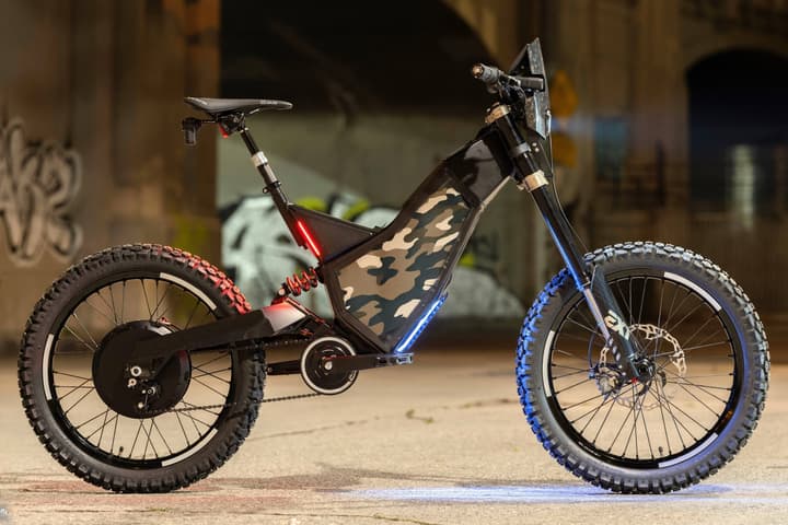 The Revolution W is described as "an exhilarating urban, dirt road, mountain and battlefield-ready masterpiece, representing the ultimate adrenaline rush and the fastest factory electric bike ever made"