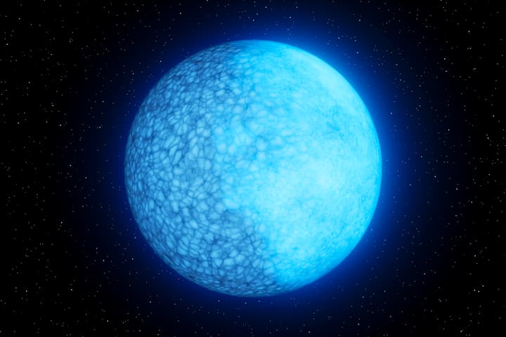 An artist's impression of Janus, a strange white dwarf star with two distinct faces – one composed mostly of helium and the other hydrogen