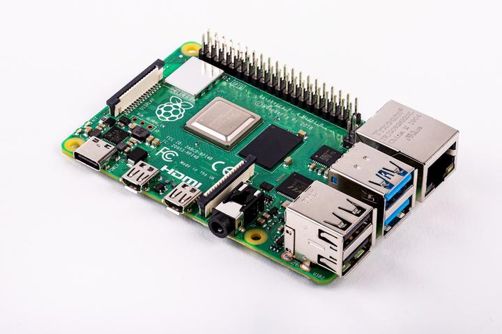 The Raspberry Pi 4 B mini computer is available with up to 4 GB of RAM