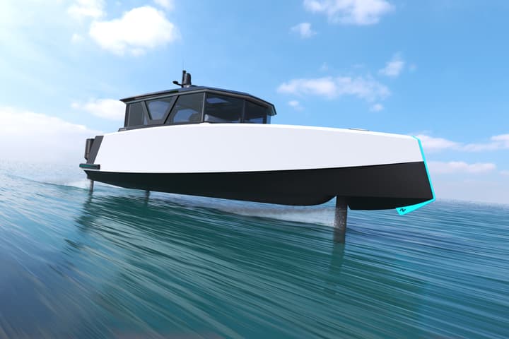 Rendering of the Navier 30 pushing toward its 35-knot top speed