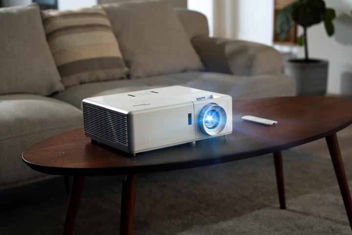 The Optoma UHZ50 4K laser projector can be used at any time of day without needing to draw the blinds or dim the lights