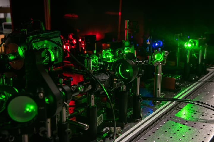 Caltech's quantum microscope setup in the lab