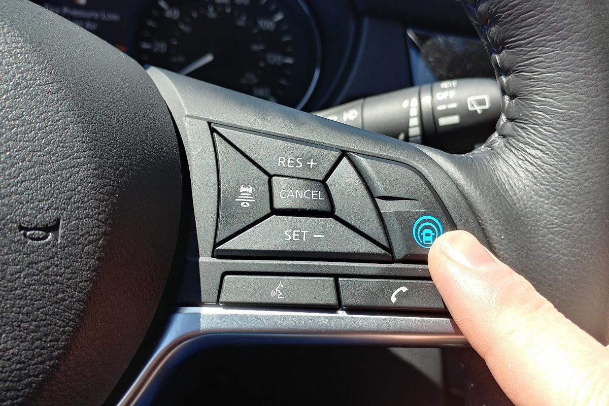 Nissan's ProPilot Assist is activated by pressing a button that also activates cruise control on the vehicle