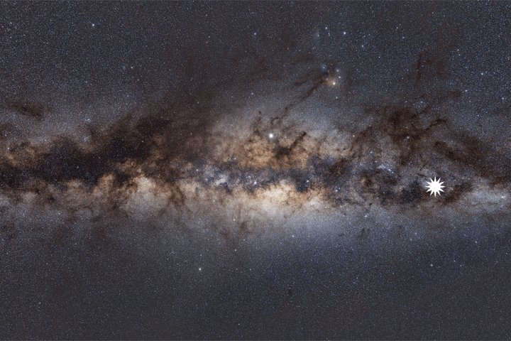 The location of the new repeating radio source in the Milky Way