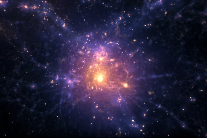 An artist's impression of a galaxy filament, which are thought to be among the largest structures possible in the universe