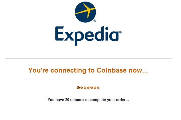 Expedia site processing bitcoin option