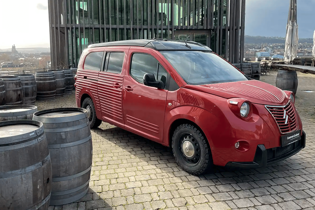 The new 2CV Elektro camper combines serious throwback looks with a modern electric powertrain and four-person mini-camper setup