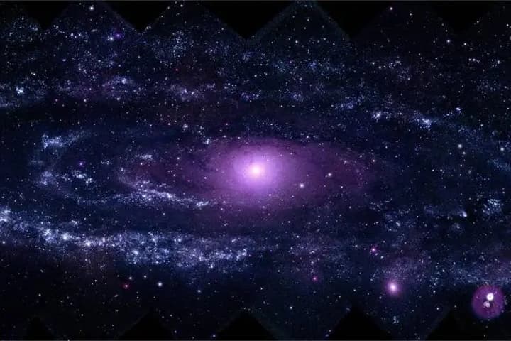 An ultraviolet image of the Andromeda galaxy, taken by the Swift spacecraft. The upcoming UVEX will be able to take even more detailed UV images