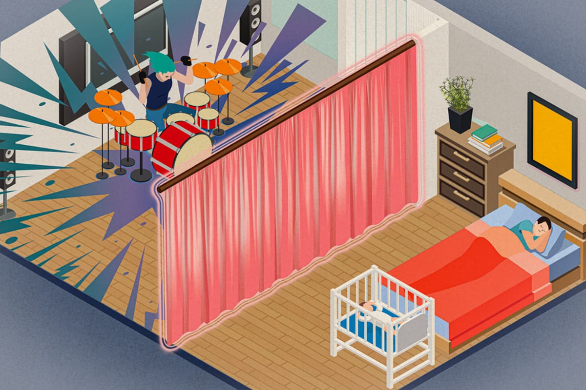 An MIT illustration shows one possible use of the technology, as a curtain against a wall – although it could also be utilized outside of people's homes
