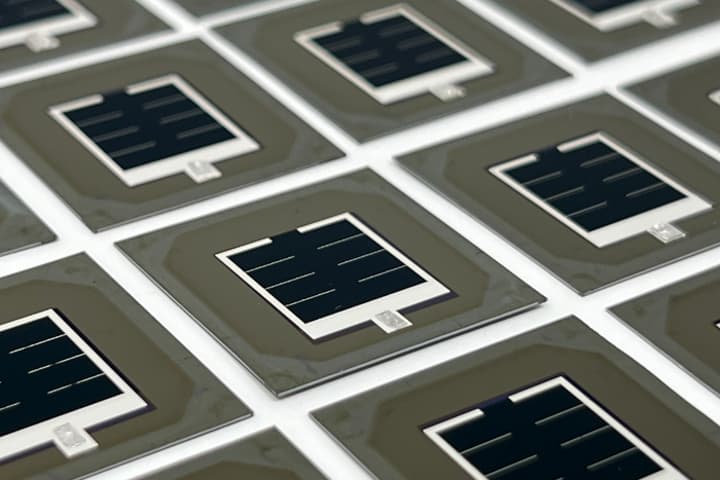 A sample of new record-breaking silicon/perovskite tandem solar cells, developed by KAUST