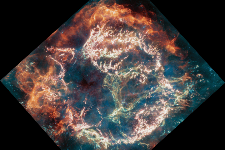Colorful image of gas and light in space