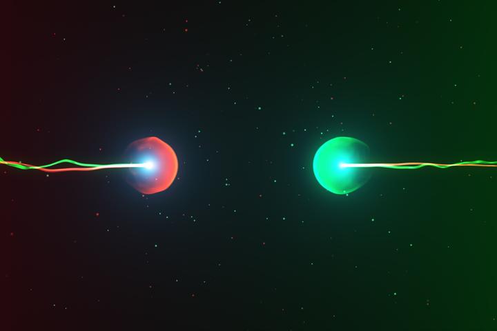 Two particles ready to collide with one another