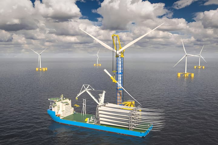 A self-assembling crane that promises to slash the cost of offshore wind installations