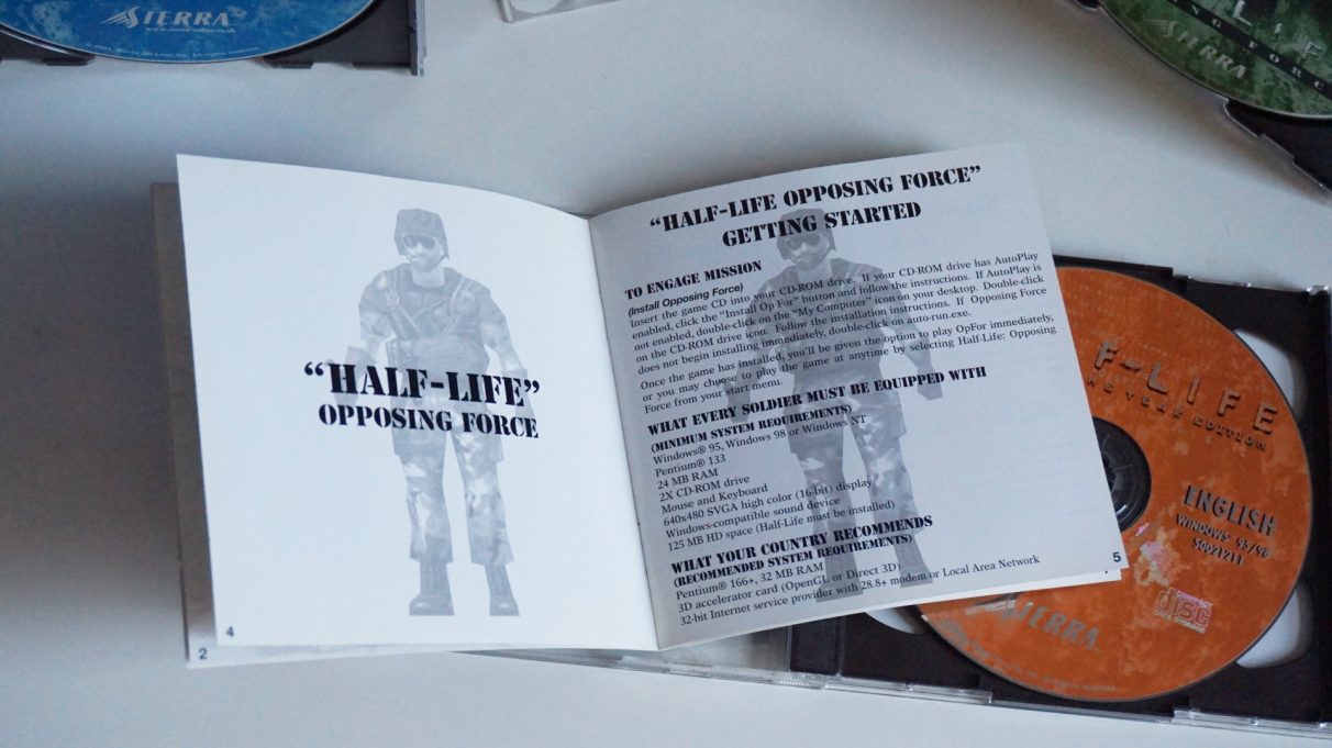 A photo of the instruction manual for Half-Life: Opposing Force