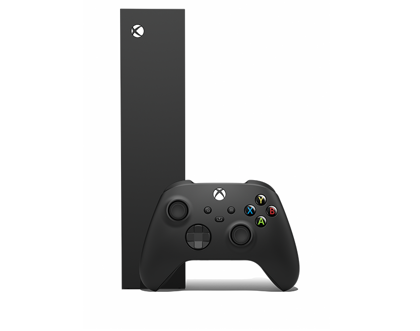 Side panel view of the Xbox Series S – 1 TB Carbon Black with Xbox Wireless Controller – Carbon Black