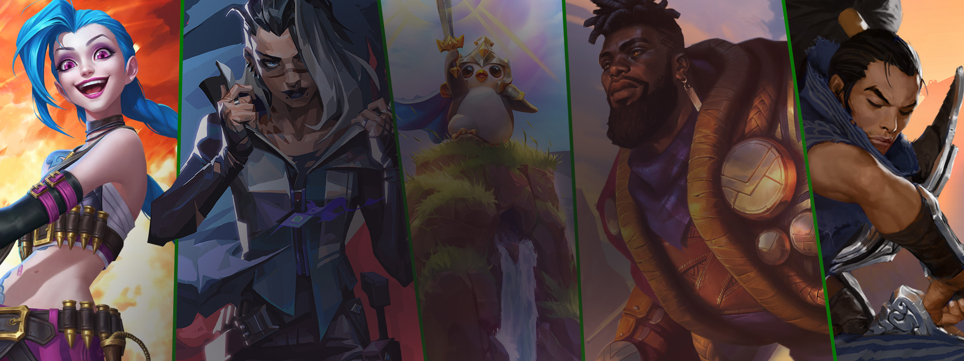 Plusieurs personnages de jeux PC et mobiles populaires publiés par Riot Games.