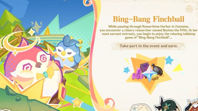 Brief details about the Bing-Bang Finchall event in Genshin Impact version 4.8.