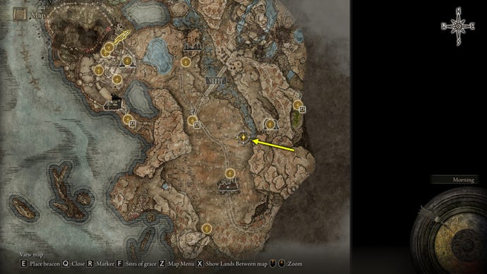 Screenshot of the Backhand Blade map location in Elden Ring: Shadow Of The Erdtree.