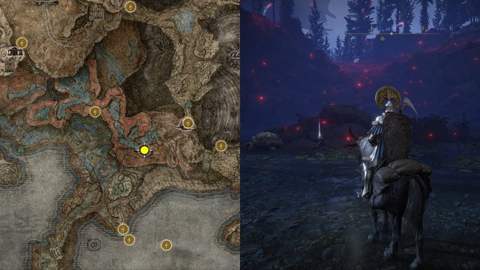 The location of Grave Keeper’s Cookbook [2] in Elden Ring.