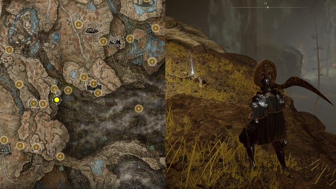 The location of Mad Craftsman’s Cookbook [1] in Elden Ring.