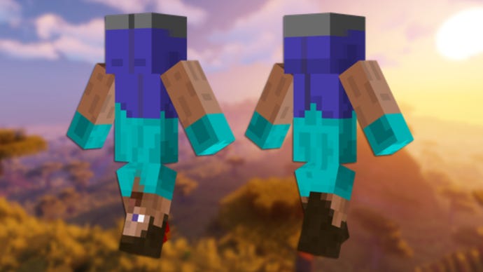 A front and back view of the Upside Down Minecraft skin.